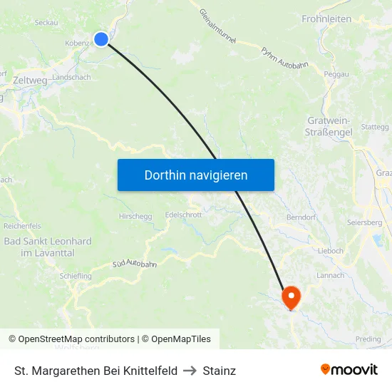 St. Margarethen Bei Knittelfeld to Stainz map