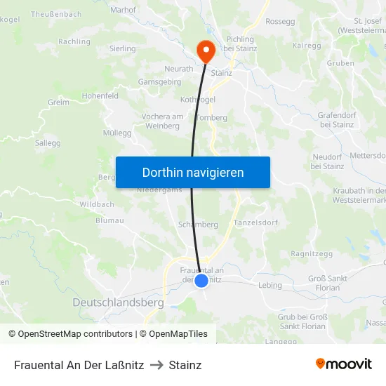 Frauental An Der Laßnitz to Stainz map