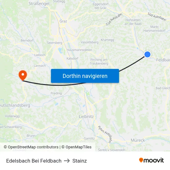Edelsbach Bei Feldbach to Stainz map