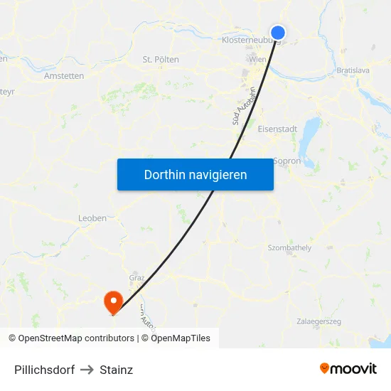 Pillichsdorf to Stainz map
