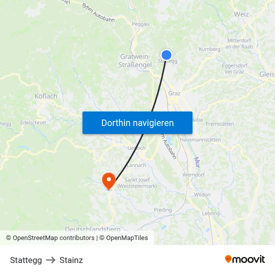 Stattegg to Stainz map