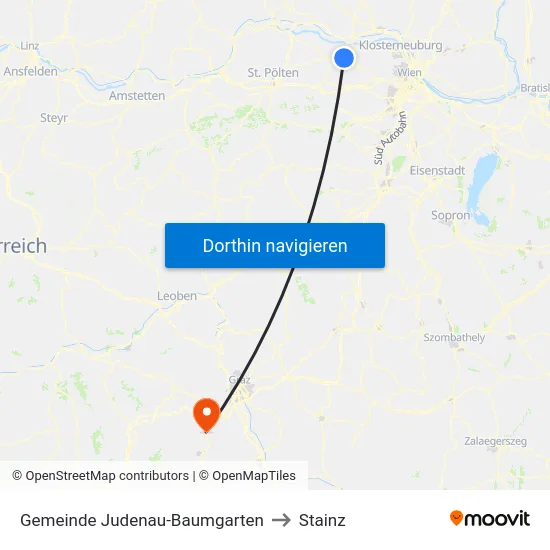 Gemeinde Judenau-Baumgarten to Stainz map