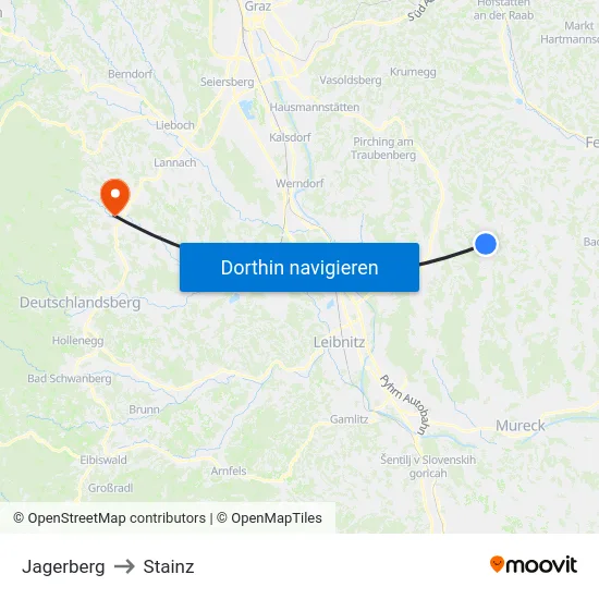 Jagerberg to Stainz map