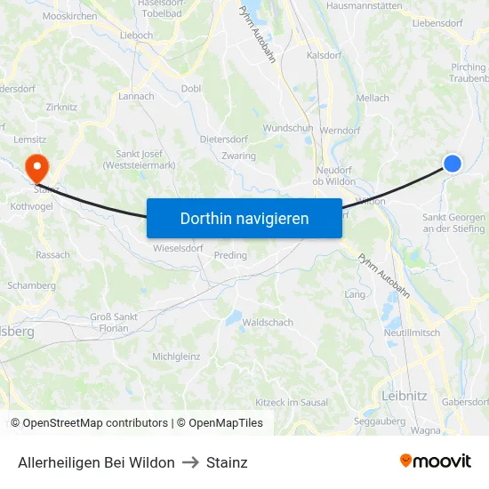Allerheiligen Bei Wildon to Stainz map
