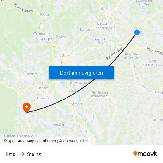Ilztal to Stainz map