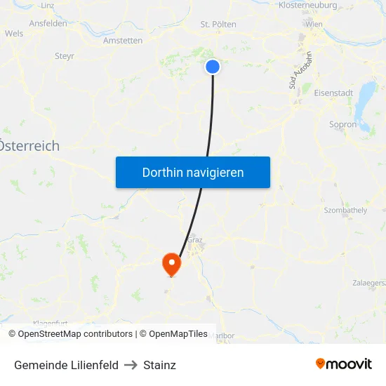 Gemeinde Lilienfeld to Stainz map