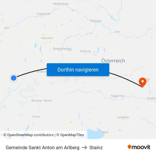 Gemeinde Sankt Anton am Arlberg to Stainz map
