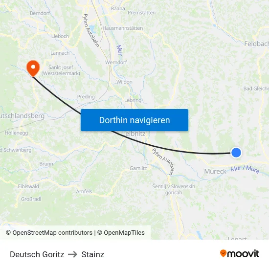 Deutsch Goritz to Stainz map