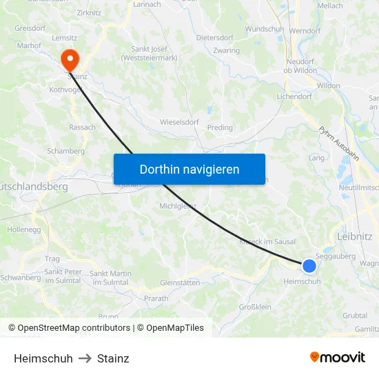 Heimschuh to Stainz map