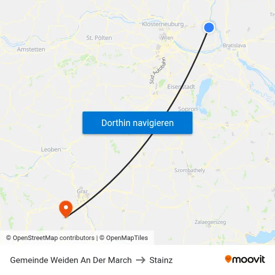 Gemeinde Weiden An Der March to Stainz map