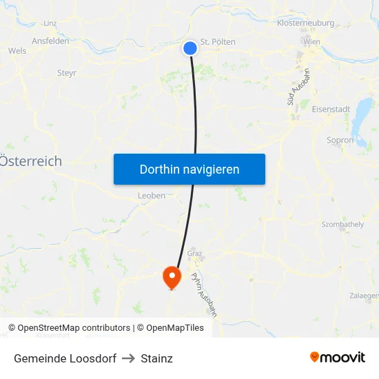 Gemeinde Loosdorf to Stainz map