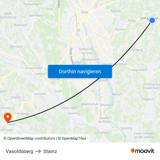 Vasoldsberg to Stainz map