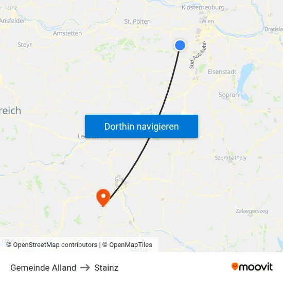 Gemeinde Alland to Stainz map