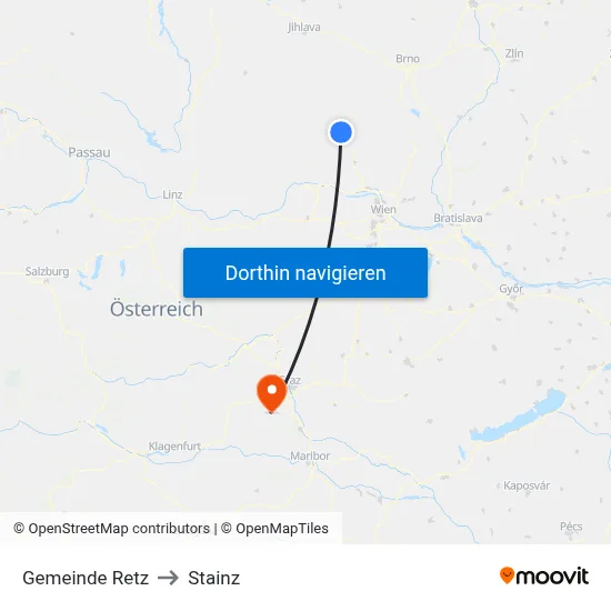 Gemeinde Retz to Stainz map