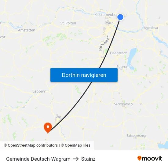 Gemeinde Deutsch-Wagram to Stainz map