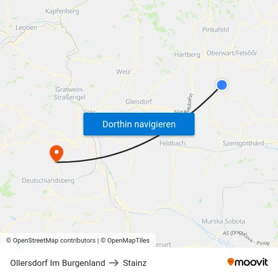 Ollersdorf Im Burgenland to Stainz map