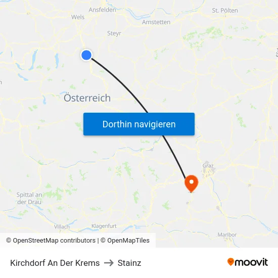 Kirchdorf An Der Krems to Stainz map