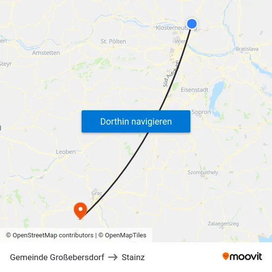 Gemeinde Großebersdorf to Stainz map