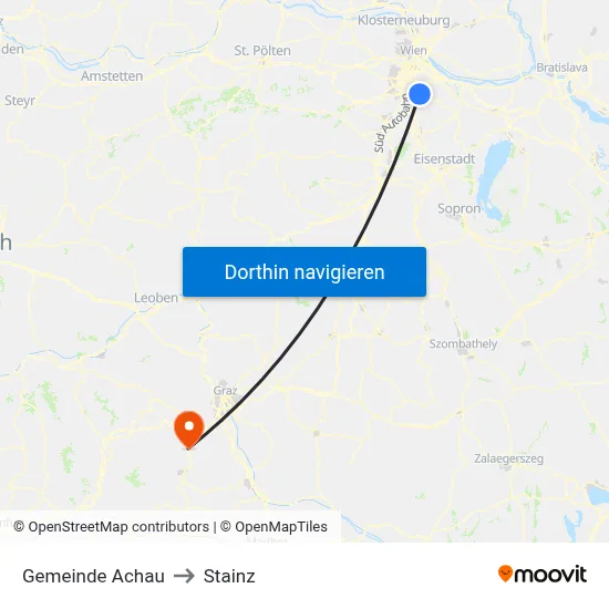 Gemeinde Achau to Stainz map