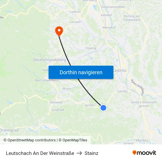 Leutschach An Der Weinstraße to Stainz map