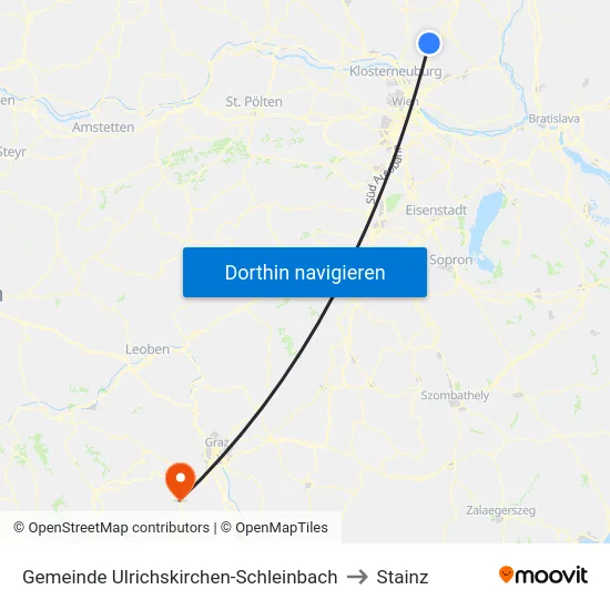 Gemeinde Ulrichskirchen-Schleinbach to Stainz map