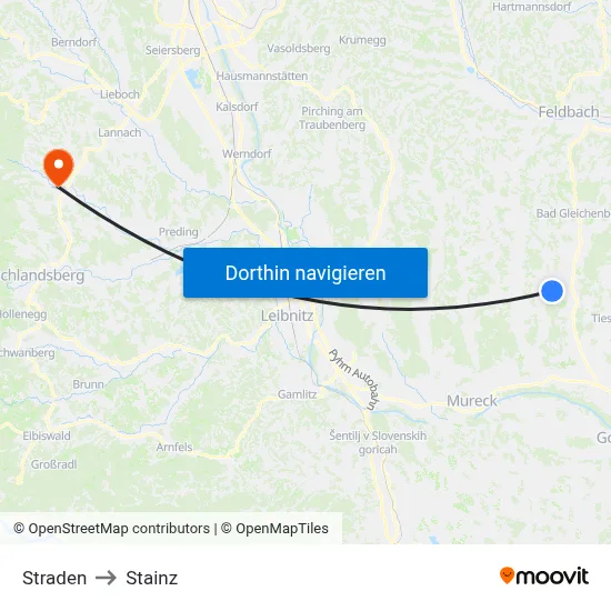 Straden to Stainz map