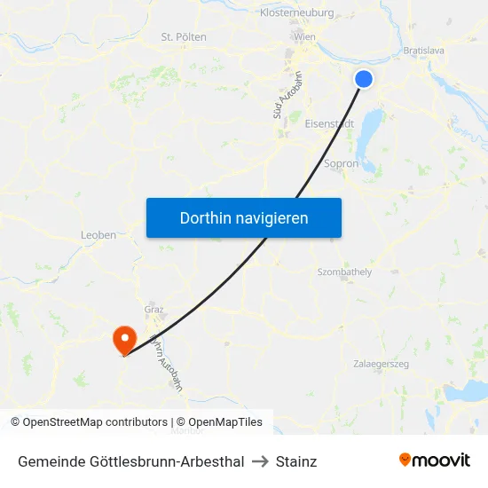Gemeinde Göttlesbrunn-Arbesthal to Stainz map