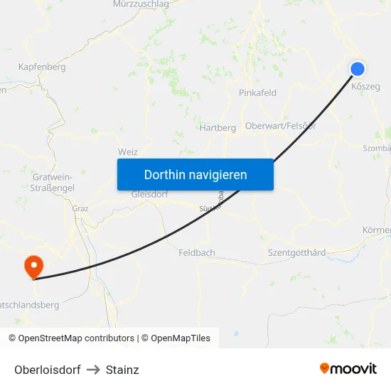Oberloisdorf to Stainz map