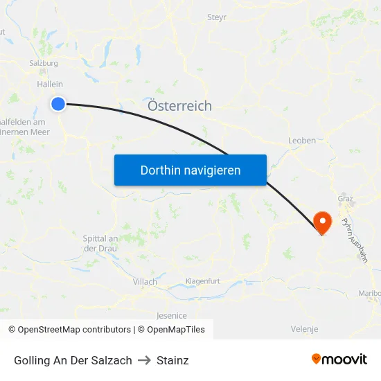 Golling An Der Salzach to Stainz map