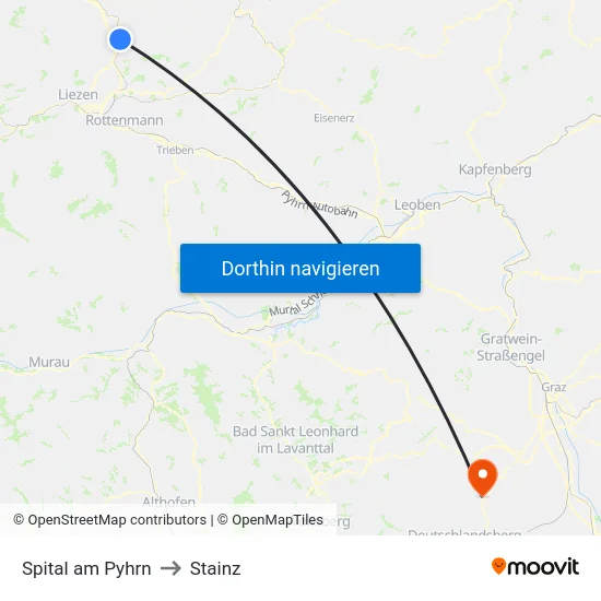 Spital am Pyhrn to Stainz map