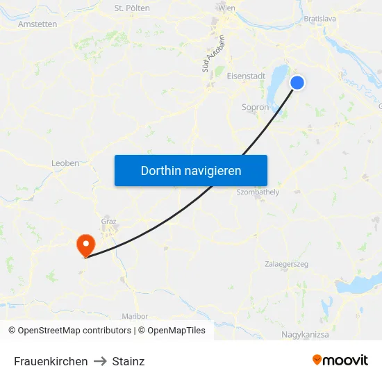 Frauenkirchen to Stainz map