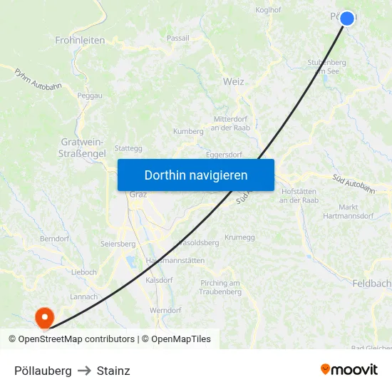Pöllauberg to Stainz map