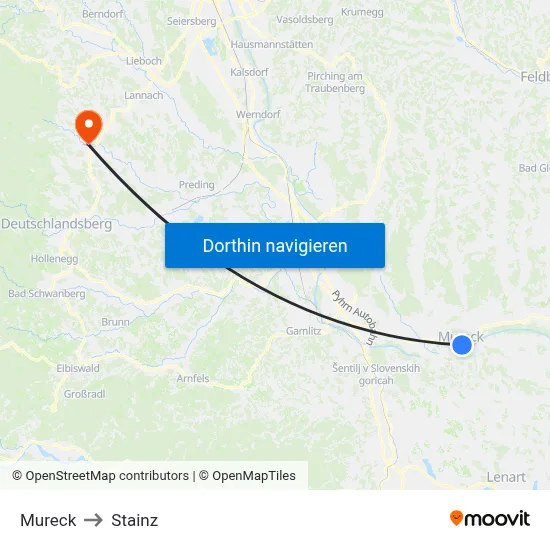 Mureck to Stainz map
