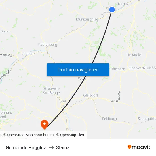 Gemeinde Prigglitz to Stainz map