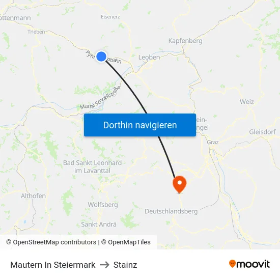 Mautern In Steiermark to Stainz map