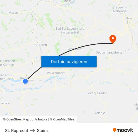 St. Ruprecht to Stainz map