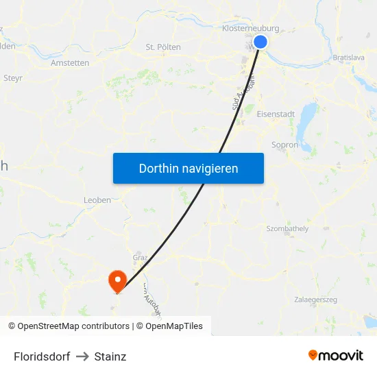 Floridsdorf to Stainz map
