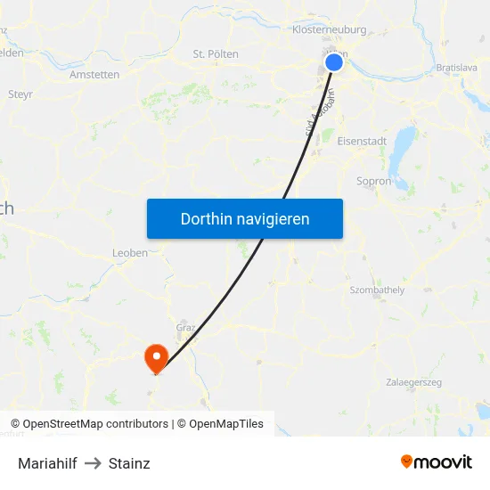 Mariahilf to Stainz map