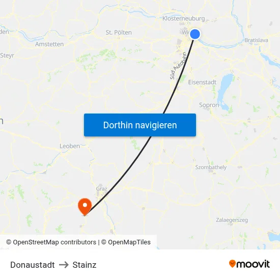 Donaustadt to Stainz map