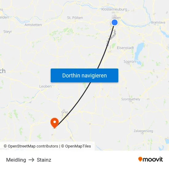 Meidling to Stainz map