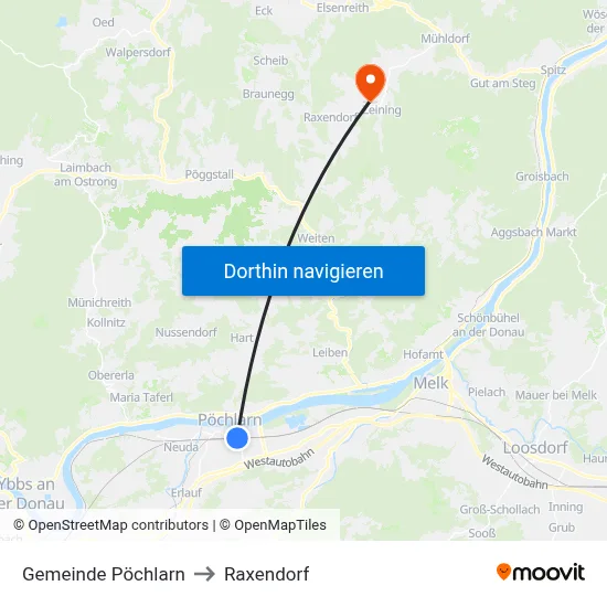 Gemeinde Pöchlarn to Raxendorf map