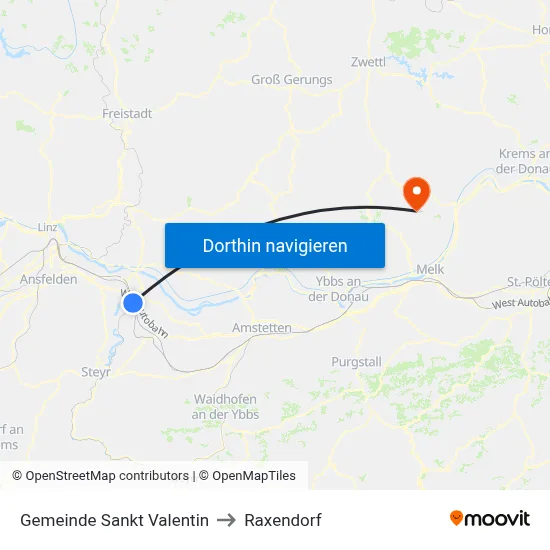 Gemeinde Sankt Valentin to Raxendorf map