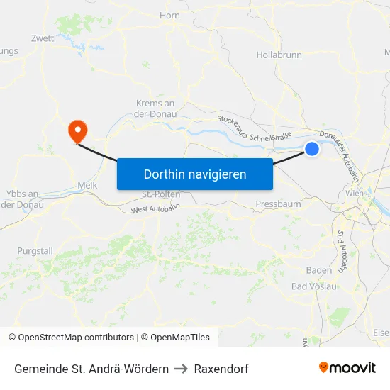 Gemeinde St. Andrä-Wördern to Raxendorf map