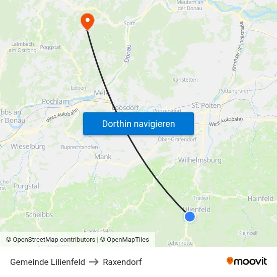 Gemeinde Lilienfeld to Raxendorf map