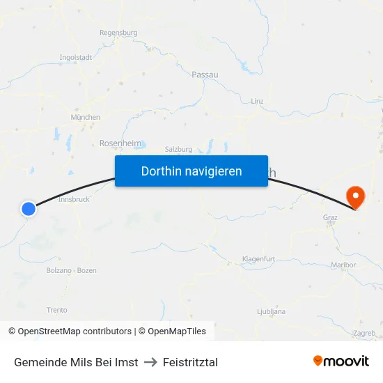 Gemeinde Mils Bei Imst to Feistritztal map
