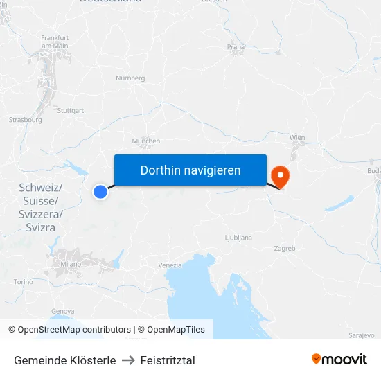 Gemeinde Klösterle to Feistritztal map