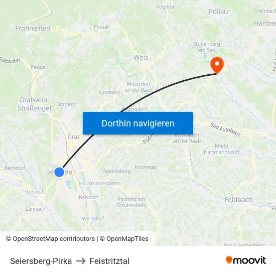 Seiersberg-Pirka to Feistritztal map