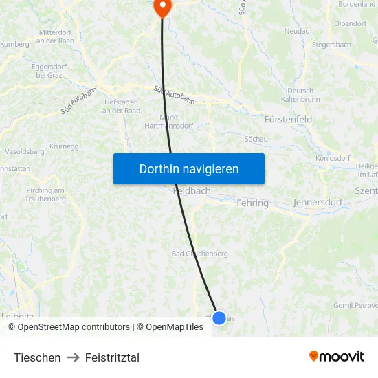 Tieschen to Feistritztal map