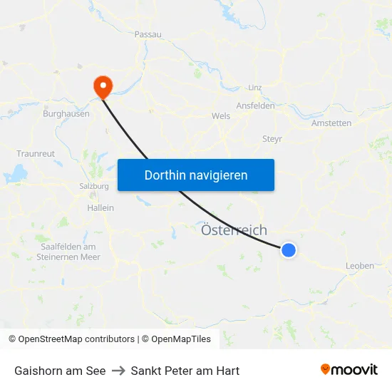 Gaishorn am See to Sankt Peter am Hart map