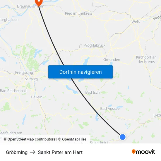 Gröbming to Sankt Peter am Hart map